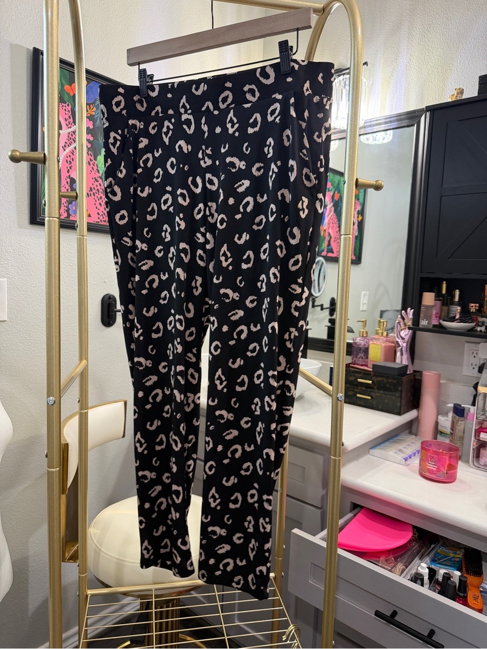 torrid Black Leopard-Print Pull-On Straight Leg Pants